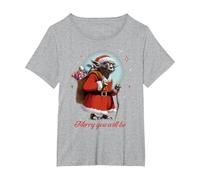 Star Wars Santa Yoda Merry You Will Be Maglietta, Donna Plus-Size, Grigio Melange, 6X