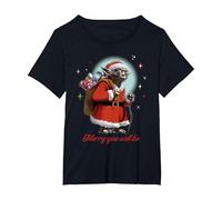 Star Wars Santa Yoda Merry You Will Be Maglietta, Donna Plus-Size, Nero, 5X