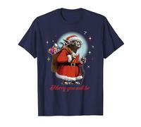Star Wars Santa Yoda Merry You Will Be Maglietta, Uomo, Navy, S