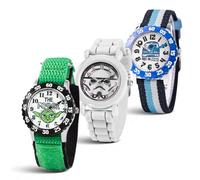 Star Wars Set di 3 orologi per bambini dai 4 ai 7 anni - con quadrante R2-D2, design Stormtrooper e Darth Vader - lunette nere, blu e bianche con cinturini in nylon e silicone