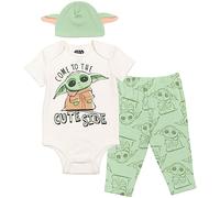 STAR WARS - Set di 3 pezzi Mandalorian Baby Yoda per neonati e bambini: body, pantaloni, cappello da 6 a 9 mesi
