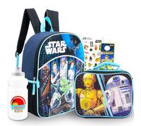 Star Wars Set zaino con portapranzo per ragazzi ~ Bundle con zaino deluxe di Star Wars da 40,6 cm, borsa termica per il pranzo, bottiglia d'acqua, altro ancora | Forniture scolastiche di Star Wars,