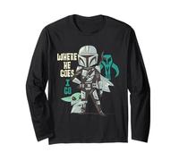 Star Wars The Mandalorian And Grogu Where He Goes, I Go Maglia a Manica