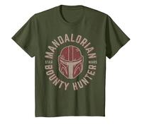 Star Wars The Mandalorian Bounty Hunter Wrap Around Logo Maglietta, Bambini, Oliva, 12 Anni