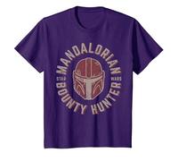Star Wars The Mandalorian Bounty Hunter Wrap Around Logo Maglietta, Bambini, Viola, 3 Anni