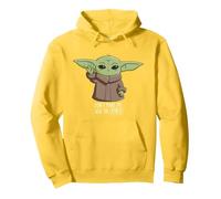 Star Wars The Mandalorian Grogu Don't Make Me Use The Force Felpa con Cappuccio, Unisex per Adulti, Limone, M