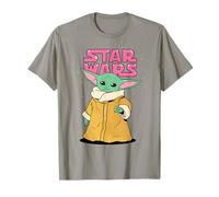 Star Wars The Mandalorian Grogu Pink Bubble Letters Logo Maglietta