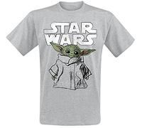 Star Wars The Mandalorian - Grogu - Sketch Uomo T-Shirt Grigio Sport S 85% Cotone, 15% Viscosa Regular