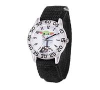 STAR WARS The Mandalorian Kids' Plastic Time Teacher Analog Quartz Nylon Strap Watch, Bianco / nero, striscia