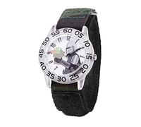 STAR WARS The Mandalorian Kids' Plastic Time Teacher Analog Quartz Nylon Strap Watch, chiaro/nero, striscia