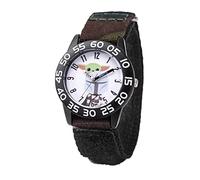 STAR WARS The Mandalorian Kids' Plastic Time Teacher Analog Quartz Nylon Strap Watch, Nero, striscia