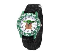 STAR WARS The Mandalorian Kids' Plastic Time Teacher Analog Quartz Nylon Strap Watch, verde/nero, striscia