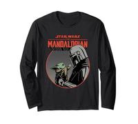 Star Wars The Mandalorian Mando and Grogu Retro Style Maglia a Manica