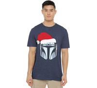 Star Wars The Mandalorian Mando Christmas Santa Hat T-Shirt Unisex, Navy, L