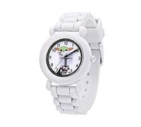 STAR WARS The Mandalorian - Orologio analogico al quarzo con cinturino in silicone per insegnare l'ora ai bambini, bianco, moderno