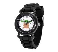 Star Wars The Mandalorian - Orologio analogico al quarzo in plastica con cinturino in silicone per insegnare l'ora ai bambini, nero, moderno