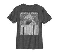 STAR WARS Words of Wisdom Boy's Crew Tee, Charcoal Heather, X-Large