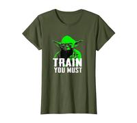Star Wars Yoda Train You Must Active Maglietta, Donna, Oliva, 3XL