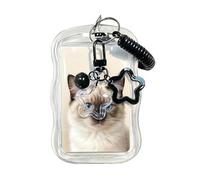 Star Wave Photocard Holder | Clear Silicone Frame | Jingle Bell Pendente Keyring, Protective ID Sleeve, Compact 3.35x2.13 Inch Frame, for Backpack & Travel