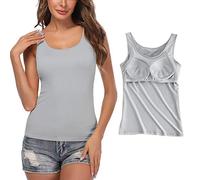 STARBILD Canotte da Donna con Reggiseno a Mensola Incorporato Cinghia Ampia Canottiera Senza Maniche Canotta Imbottita di Base per Un Abbigliamento Casual Quotidiano, Blu S