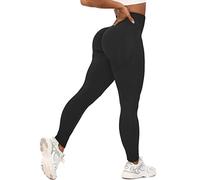 STARBILD Leggins Sportivi da Donna Push Up Sexy, Pantaloni Palestra Vita Alta Scrunch Butt, Seamless Calzamaglie per Yoga Fitness, F6110 Contorno Nero S