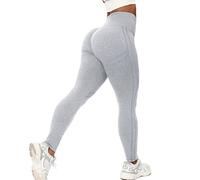 STARBILD Leggins Sportivi da Donna Push Up Sexy, Pantaloni Palestra Vita Alta Scrunch Butt, Seamless Calzamaglie per Yoga Fitness, F6120 Scrunch Grigio XS