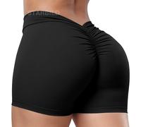 STARBILD Pantaloncini Donna Sportivi Scrunch Butt, Leggins Corti Vita Alta Push Up, Booty Shorts Hot Pants per Palestra Fitness Yoga, V Back Scrunch - Nero M