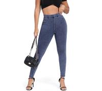 STARBILD Skinny Fit Jeans Elasticizzati per Donna, Push Up Pantaloni Vita Alta Leggings Aderenti, Scrunch Butt - Blu S
