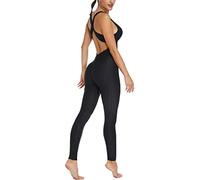 STARBILD Tuta Intera Donna Anti-Cellulite, Jumpsuit Sportiva Push Up Sexy, Completo per Yoga Palestra, N1370-Nero S
