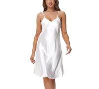 Starblazia Camicie da Notte Sexy Baby Doll Scollo a V Sottoveste Donna Senza Maniche con Regolabili Spalline Pigiama Donna Estivo, S, Bianco