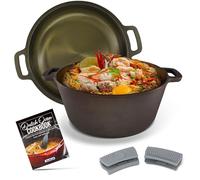 StarBlue - Forno olandese in ghisa liscia e lucidata, 5 qt con diametro di 25,4 cm, padella multiuso 2 in 1 e pentola per cottura antiaderente