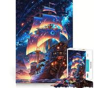 Starbound Galleon︰ Viaggio oltre il cielo Puzzle per ragazzi 1000 pezzi Gioco di logica antistress Bordo trasparente Regalo classico 38x52cm