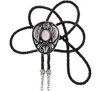 STARBRILLIANT Cravatta Da Cowboy Occidentale Alla Moda Con Artiglio D'orso Cravatta In Malachite Bolo Per Uomo Corda In Pelle Nera(White 2)