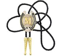 STARBRILLIANT Fashion CowBoy Western Cravatta Oro Iniziale Dalla A Alla Z CowBoy Bolo Cravatta Con Bordo In Argento A Ferro Di Cavallo(M)