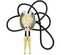 STARBRILLIANT Fashion CowBoy Western Cravatta Oro Iniziale Dalla A Alla Z CowBoy Bolo Cravatta Con Bordo In Argento A Ferro Di Cavallo(C)