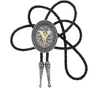 STARBRILLIANT Vintage Iniziale Dalla A Alla Z CowBoy Nero Bolo Cravatta Intagliare Fiore Con Corda Di Pelle Bovina , Ovale Iniziale (Y)