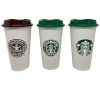 STARBUCKS Bicchieri da viaggio in plastica riutilizzabili Heritage, set in edizione limitata di 3 tazze/bicchieri/bicchiere Grande Medium, 16 once 473 ml.