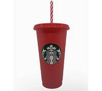 STARBUCKS Christmas Siren Logo riutilizzabile plastica rosso freddo tazza 24 Fl Oz festive Holidays