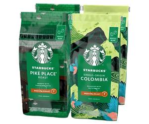 STARBUCKS Confezione Assortita Pike Place Roast e Single-Origin Colombia Caffè in Grani, 4 Sacchetti da 450g (1,8kg)