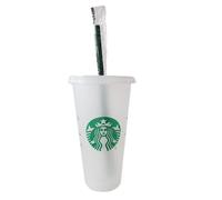 Starbucks - Confezione da 1 confezione da 680 ml, riutilizzabile e glassata, con coperchio e cannuccia verde con tappo