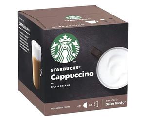 STARBUCKS Nescafé Dolce Gusto Cappuccino, caffè tostato scuro, Capsula, 12 capsule (6 caffè e 6 latte) per 6 cappuccini