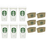 Starbucks Tazza da caffè da viaggio, riutilizzabile, riciclabile, a prova di fuoriuscite, senza BPA, confezione da 6 pezzi, con bustina