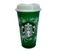 STARBUCKS Tazza da viaggio riutilizzabile con cambio colore per le festività natalizie, misura media, 473 ml, verde, rosso