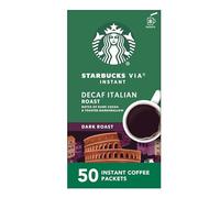 Starbucks VIA Caffè istantaneo - Caffè tostato scuro - Arrosto italiano decaffeinato - 100% arabica - 1 scatola (50 pacchetti)