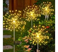 Starburst, luci solari per la decorazione del giardino, 600 LED, luce bianca calda, per esterni, fuochi d'artificio, illuminazione per vialetti, impermeabile, colorata, confezione da 4