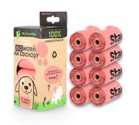 STARCH BAG Sacchetti BIO compostabili per feci 8 rotoli x 15 pezzi, colore rosa