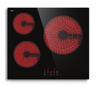 STARCHARTS Piastra di cottura in vetroceramica con 3 luci da incasso, 59 cm 5700 W, piastra di cottura elettrica con zone triplo anello, Italy ILVA Glass, blocco bambini, 9 livelli di potenza