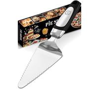 Starchef Paletta per torta e pizza, taglierina, divisore per affettare, spatola da taglio, design a doppia lama, impugnatura morbida, in acciaio inox, argento/nero (25 cm)