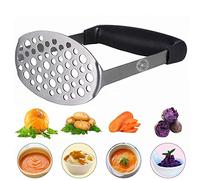 Starchef Schiaccia Patate in Acciaio Inox Masher Ricor,Acciaio Inossidabile Masher Ricor con Confortevole Maniglia, Frutta&Verdura Masher Ricor, Potato Ricor Masher(Nero)