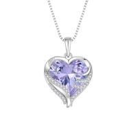 starchenie Collana Cuore Donna Argento 925 con Alessandrite Pietra Portafortuna Zirconi Guardiano di Amore Ciondolo Regalo Gioielli